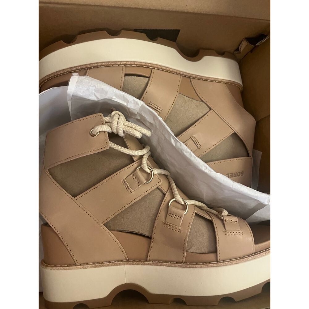 NEW SOREL Joanie IV Women's 9.5 Lace Wedge Honest Beige - Picture 4 of 5